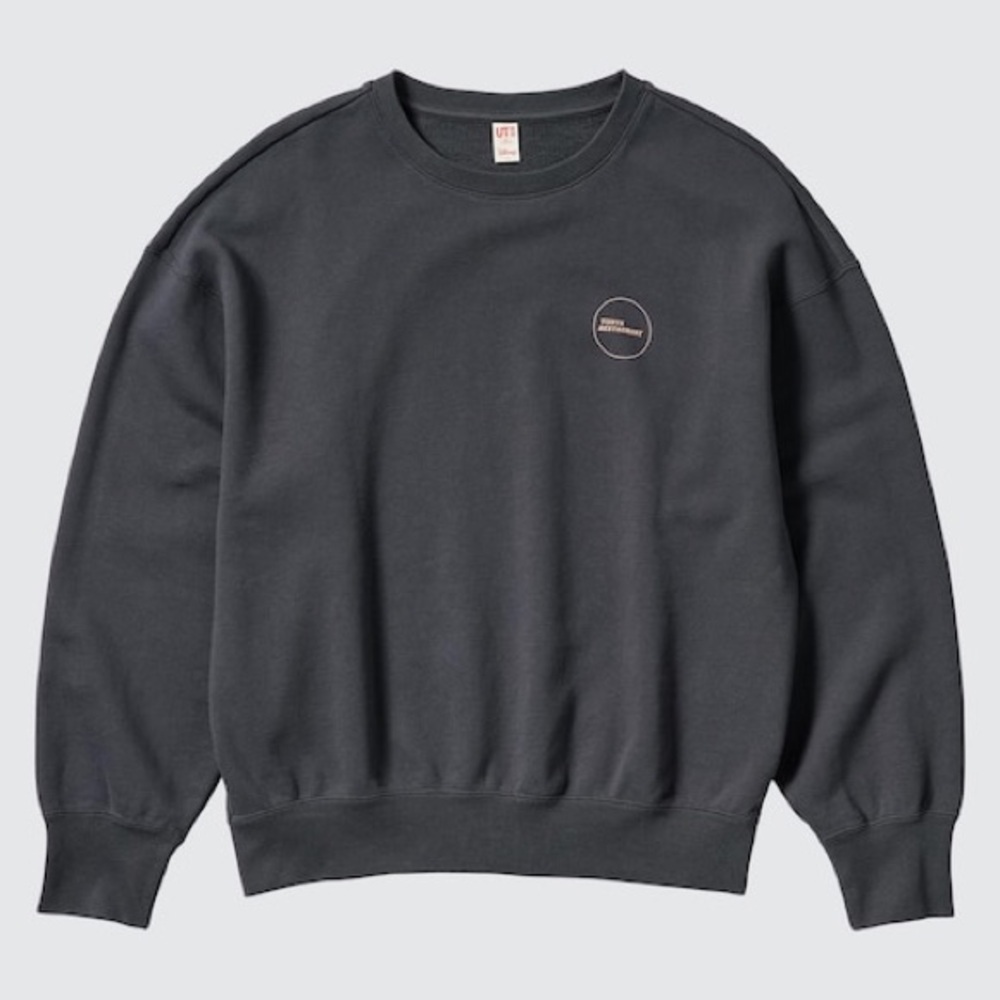 Uniqlo Disney Oversized Dark Grey Crewneck Sweater Lady & the Tramp Graphic Sz S - Picture 3 of 11
